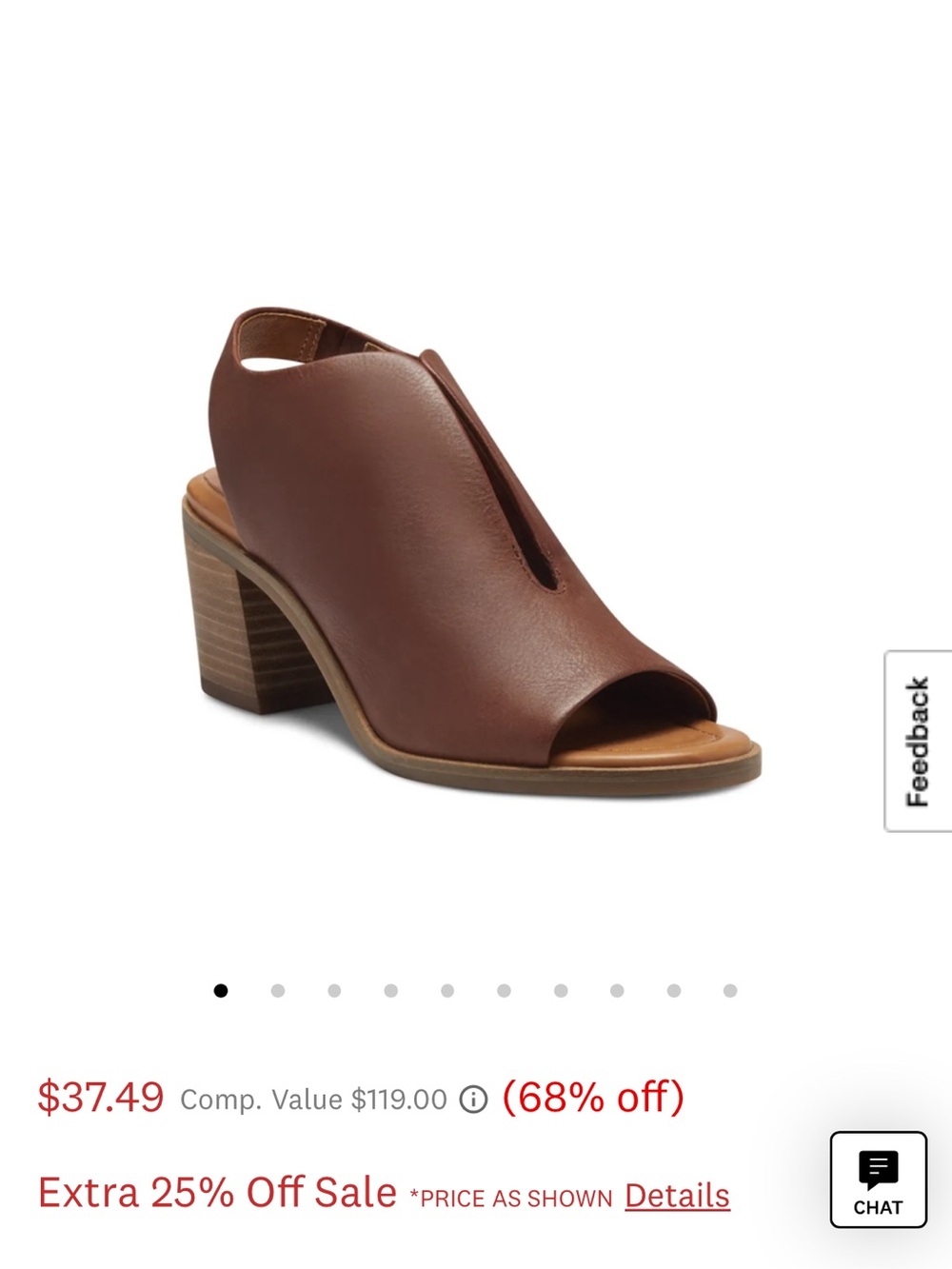Lucky Brand Brown Peep-Toe Block Heel Mule